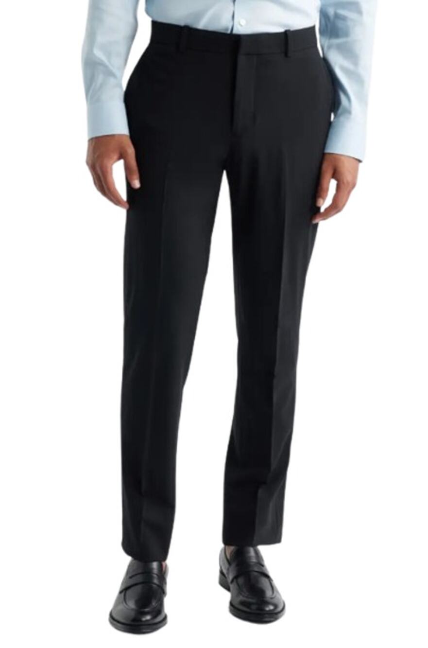 NORDSTROM Men's Trim Fit Dress Pants 48R Black Stretch Wool Tech-Smart NWT